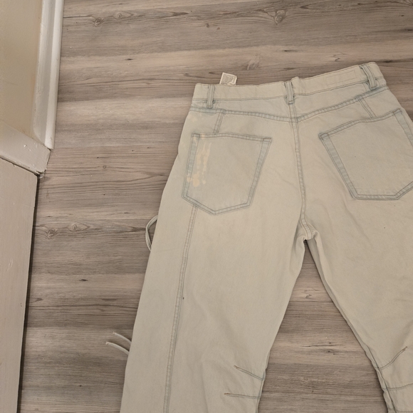 Y2K Zara Men's Cargo Pants Trouser, Skateboard Baggy Wide Leg Lt. Blue Gray Pant - Picture 4 of 9